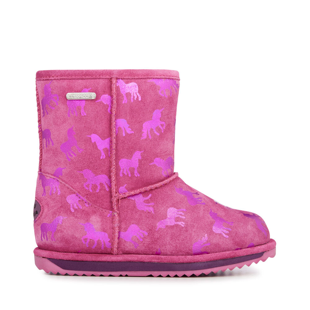 Deep Pink Emu Rainbow Unicorn Brumby Kids' Boots Canada 4508-CTDBL