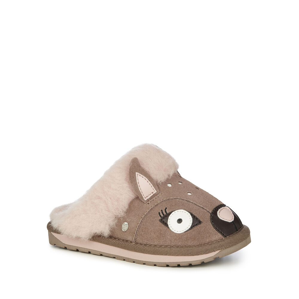 Khaki Emu Doe Kids' Slippers Canada 3207-VGFMN