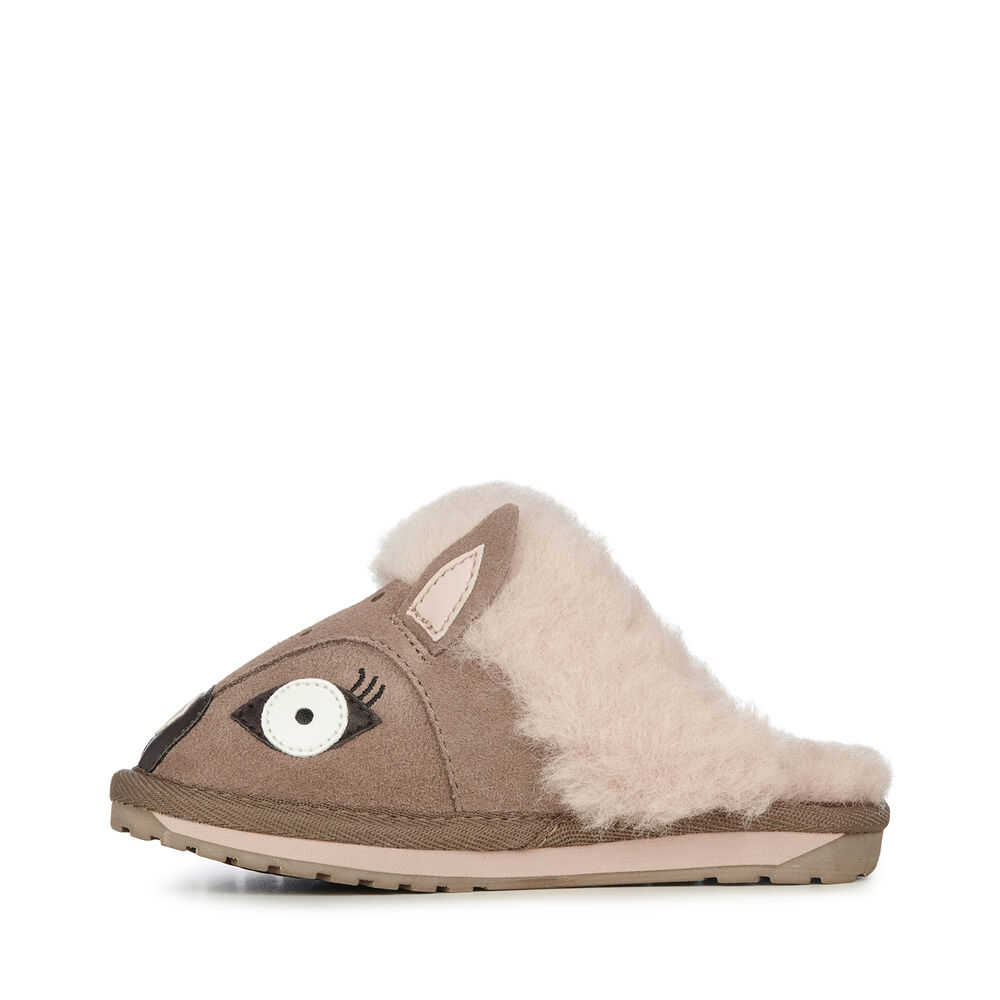 Khaki Emu Doe Kids' Slippers Canada 3207-VGFMN