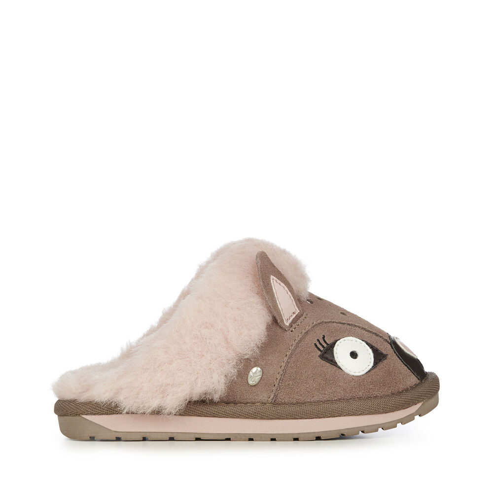 Khaki Emu Doe Kids\' Slippers Canada 3207-VGFMN